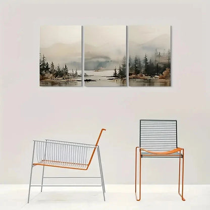3pcs Abstract Nature Scene Painting Metal Print Ready to Hang Art - Bella Home Decor