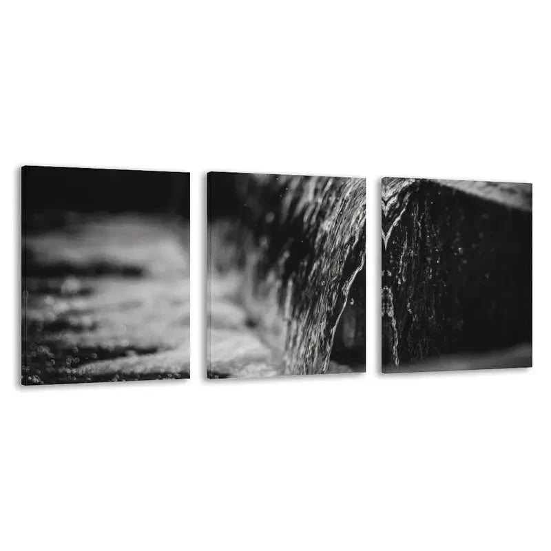 3pcs Black and White Urban Water Feature   Wall Art Set Canvas Framed 40x60cm - High Quality Print 100% Australian Made Wall Canvas Ready to Hang - Bella Home Decor