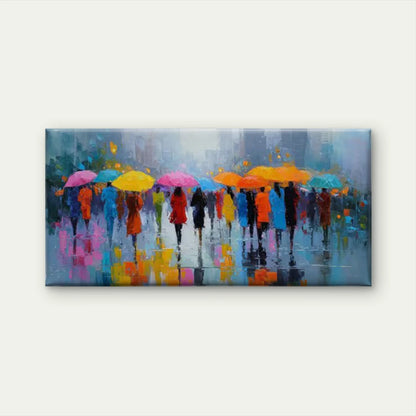 Rainy Urban Street Wall Art Canvas Office Home Room Framed 120x60cm