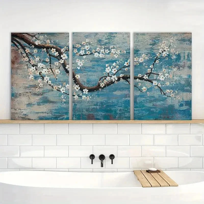 3pcs Flower Oil Painting Floral Artwork Metal Print Ready to Hang Art - Bella Home Decor