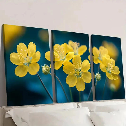 3pcs Fennel Flower Painting FF Wall Art Set Canvas Framed 60x90cm - High Quality Print 100% Australian Made Wall Canvas Ready to Hang