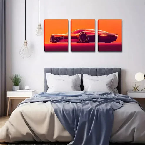 3pcs Future Car Wall Art Canvas Unframed - High Quality Print 100% Australian Made Wall Canvas - Bella Home Decor
