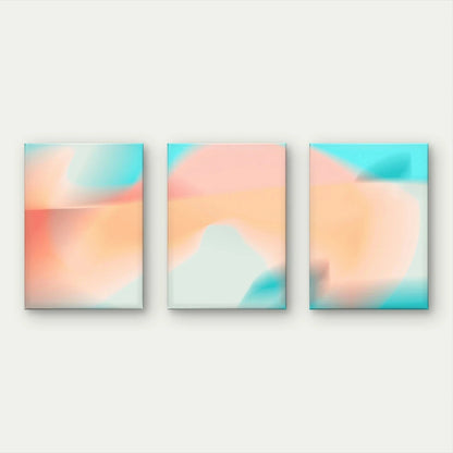 3pcs Minimalist Gradient Pastel Abstract Wall Art Set Canvas Framed 50x70cm - High Quality Print 100% Australian Made Wall Canvas Ready to Hang