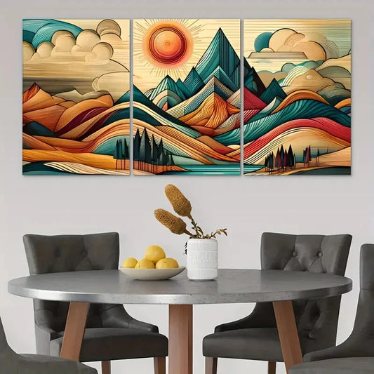 3pcs Charming Bohemian Mountains Metal Print Ready to Hang Art