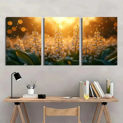 3pcs Lily of the Valley Nature-Inspired Art Metal Print Ready to Hang Art - Bella Home Decor