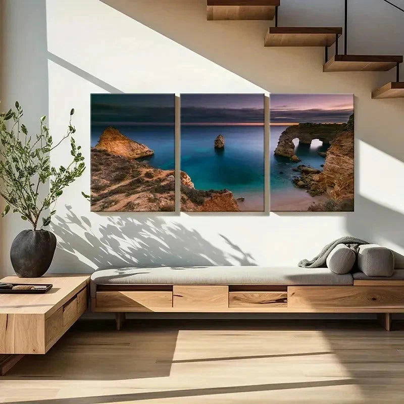 3pcs Portuguese Navy Beach Sea Modern Wall Art Set Canvas Framed 60x90cm - High Quality Print 100% Australian Made Wall Canvas Ready to Hang