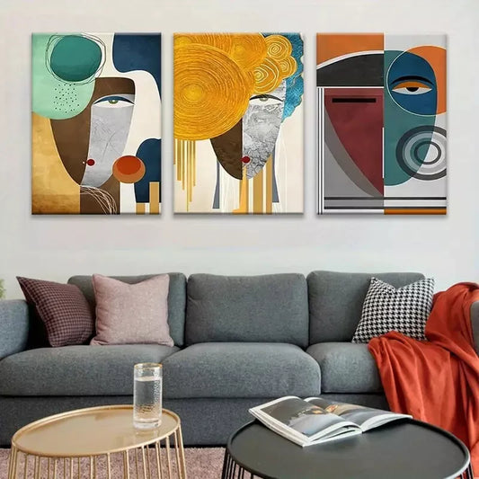 3pcs Modern Abstract Geometric Canvas Framed 40x60cm - High Quality Print 100% Australian Made Wall Canvas Ready to Hang - Bella Home Decor