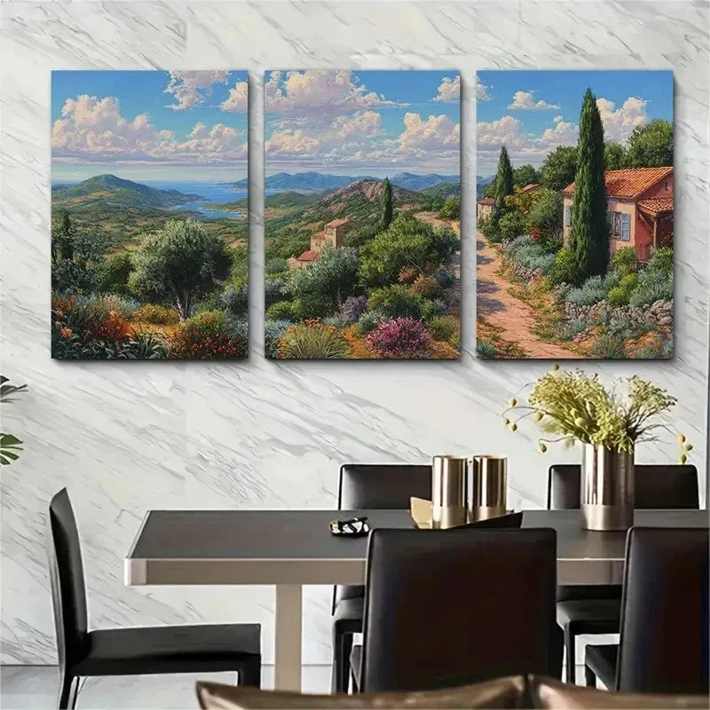 3pcs Commission Landscape Painting Perfect Wall Art Set Canvas Framed 50x70cm - High Quality Print 100% Australian Made Wall Canvas Ready to Hang - Bella Home Decor