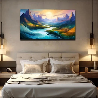 Mysterious Rivers And Mountains Wall Art Canvas Office Home Room Framed 120x60cm