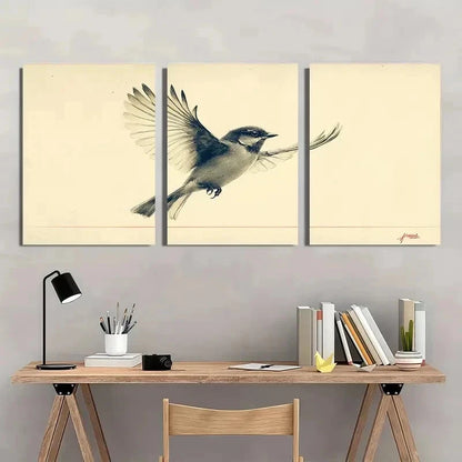 3pcs Minimalist Birds Neutral Nature Perfect Wall Art Set Canvas Framed 50x70cm - High Quality Print 100% Australian Made Wall Canvas Ready to Hang - Bella Home Decor