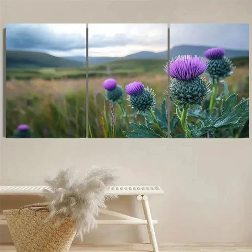 3pcs Vibrant Purple & Green Nature Scene Wall Art Set Canvas Unframed - High Quality Print 100% Australian Made Wall Canvas - Bella Home Decor