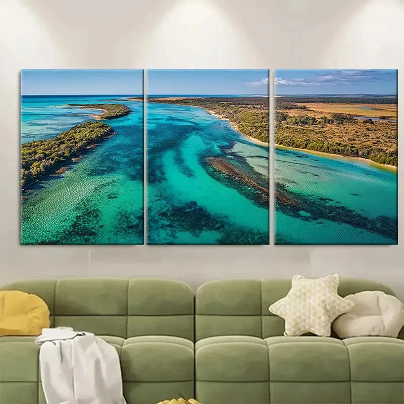 3pcs Australian Coral Coast Highway Hutt Lagoon Metal Print Ready to Hang Art - Bella Home Decor