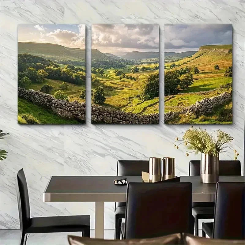 3pcs British Countryside Landscape Perfect Wall Art Set Canvas Framed 50x70cm - High Quality Print 100% Australian Made Wall Canvas Ready to Hang - Bella Home Decor