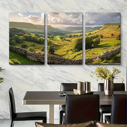 3pcs British Countryside Landscape Perfect Wall Art Set Canvas Framed 50x70cm - High Quality Print 100% Australian Made Wall Canvas Ready to Hang - Bella Home Decor