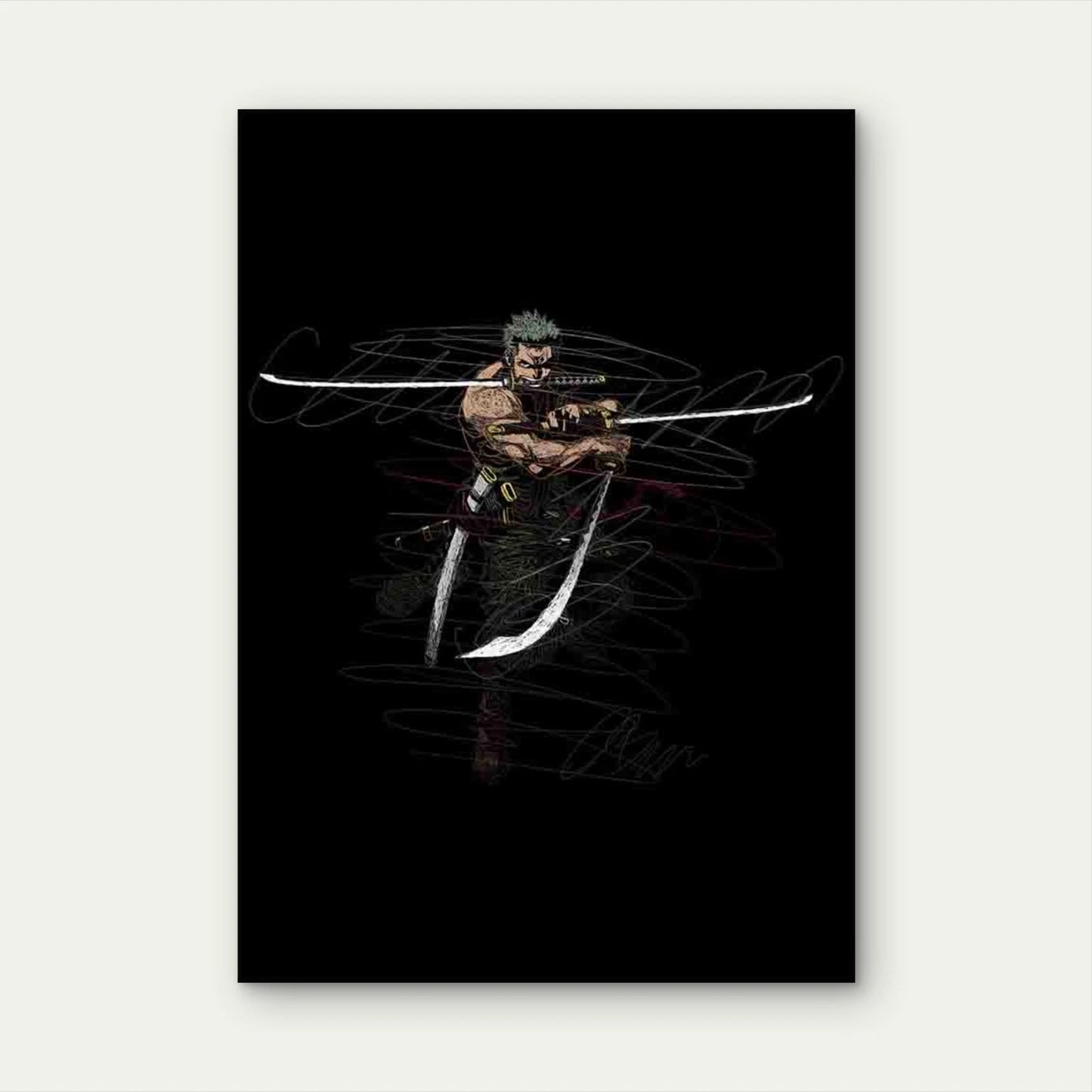 Green Haired Swordsman 40x60cm Metal Print Ready to Hang - Bella Home Decor