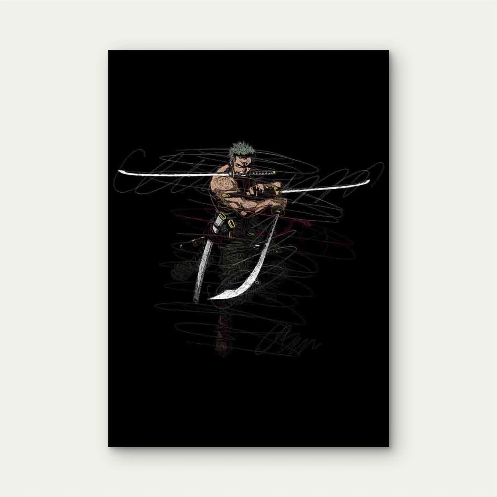 Green Haired Swordsman 40x60cm Metal Print Ready to Hang - Bella Home Decor