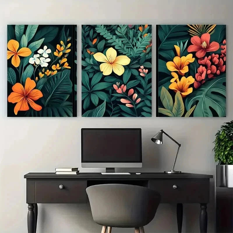 3pcs Vibrant Balinese Landscape Culture Perfect Wall Art Set Canvas Framed 50x70cm - High Quality Print 100% Australian Made Wall Canvas Ready to Hang