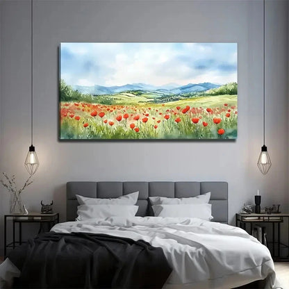 Large Poppy Flowers Modern Wall Art Canvas Office Home Room Framed 120x60cm