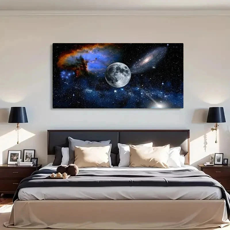 Starry Night Sky Milky Way Wall Art Canvas Office Home Room Framed 120x60cm - Bella Home Decor