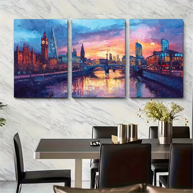 3pcs Manchester Travel Print Metal Print Ready to Hang Art
