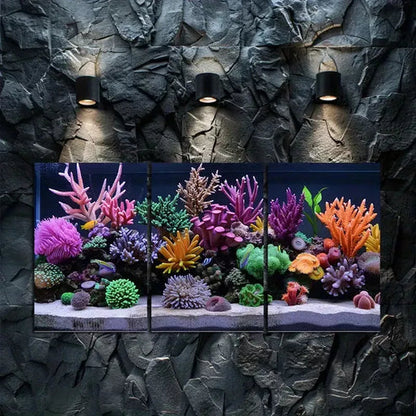 3pcs Vibrant Coral Reef Aquarium with Colorful Art Wall Art Canvas Unframed - High Quality Print 100% Australian Made Wall Canvas
