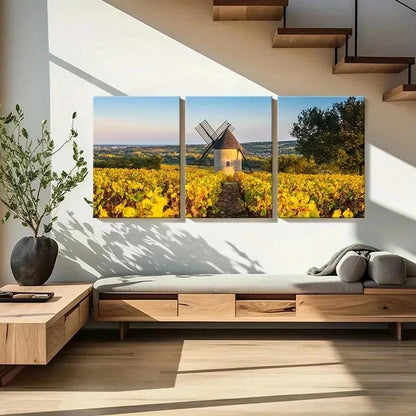 3pcs Natural Landscape Windmills & Hills Wall Art Set Canvas Framed 60x90cm - High Quality Print 100% Australian Made Wall Canvas Ready to Hang