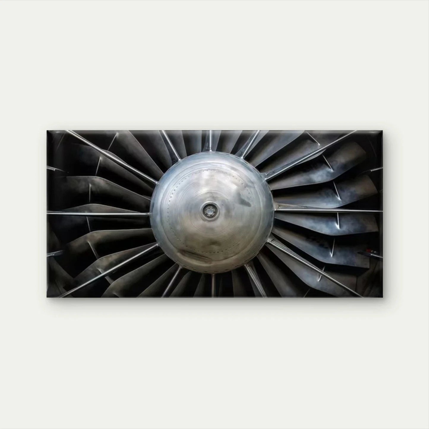 Metallic Jet Engine Turbine Wall Art Canvas Office Home Room Framed 120x60cm