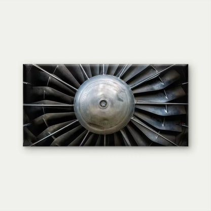 Metallic Jet Engine Turbine Wall Art Canvas Office Home Room Framed 120x60cm