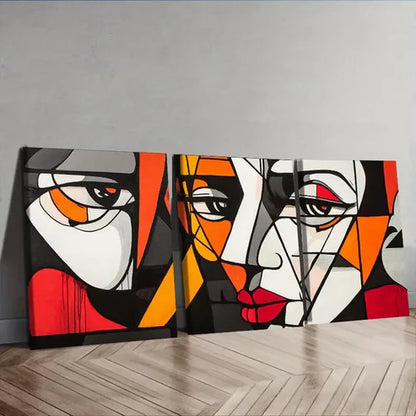3pcs Modern Abstract Images of a Single Face Wall Art Set Canvas Unframed - High Quality Print 100% Australian Made Wall Canvas