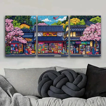 3pcs Vibrant Japanese Comic Book Store Scene Wall Art Set Canvas Unframed - High Quality Print 100% Australian Made Wall Canvas