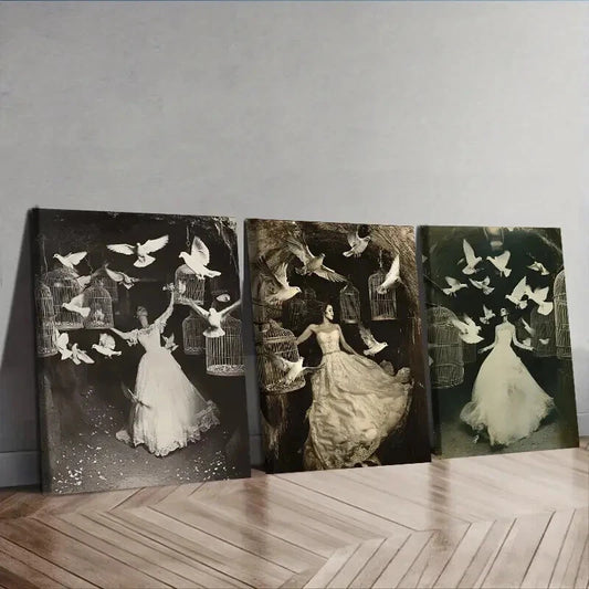 3pcs The trapped bride Wall Art Set Canvas Framed 50x70cm - High Quality Print 100% Australian Made Wall Canvas Ready to Hang