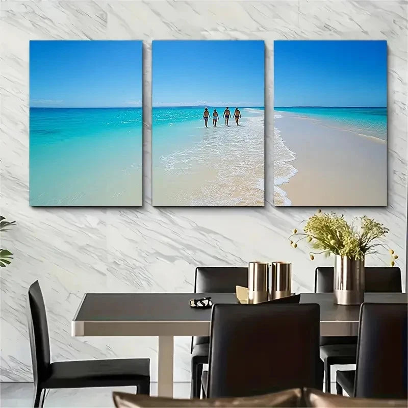 3pcs Four Mile Beach Australia Blue sky  Wall Art Set Canvas Framed 40x60cm - High Quality Print 100% Australian Made Wall Canvas Ready to Hang - Bella Home Decor