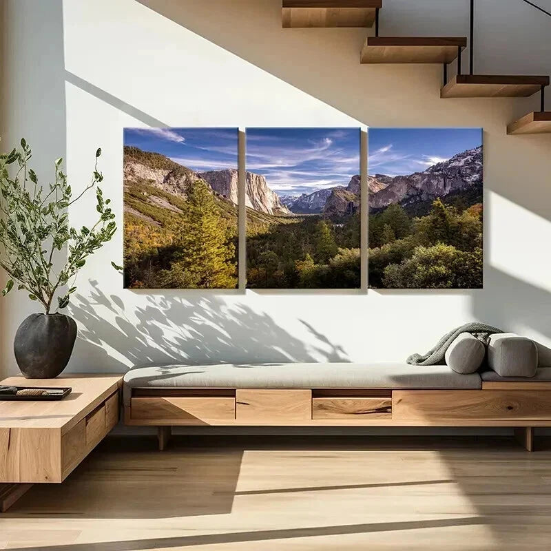 3pcs Nature Landscape Mountains Trees Wall Art Set Canvas Framed 60x90cm - High Quality Print 100% Australian Made Wall Canvas Ready to Hang - Bella Home Decor