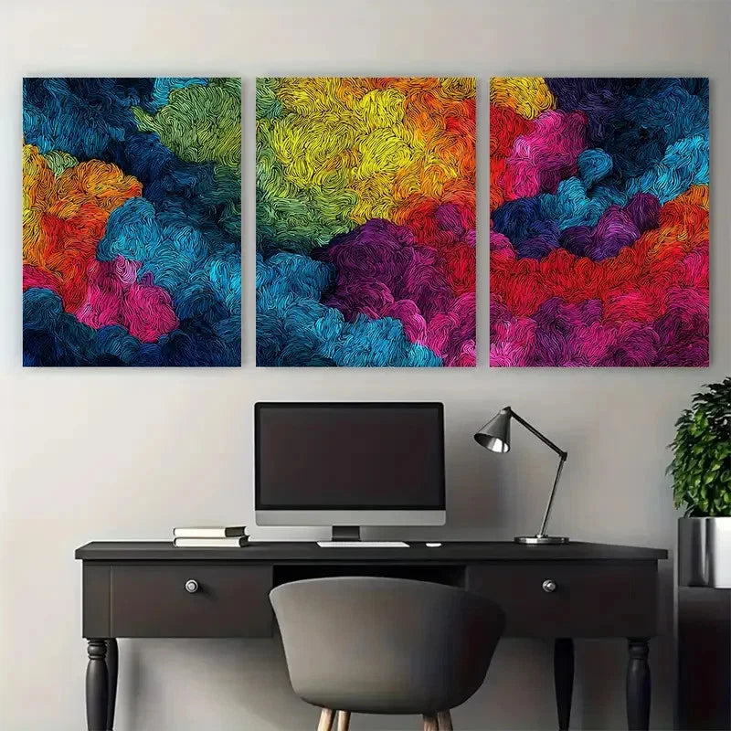 3pcs Vibrant Abstract Colorful Modern Perfect Wall Art Set Canvas Framed 40x60cm - High Quality Print 100% Australian Made Wall Canvas Ready to Hang