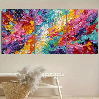 3pcs Colorful Impasto Vibrant Modern Art Wall Art Set Canvas Framed 40x60cm - High Quality Print 100% Australian Made Wall Canvas Ready to Hang - Bella Home Decor