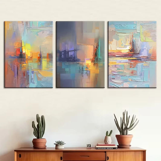 3pcs Modern Fashion Abstract Printing Metal Print Ready to Hang Art
