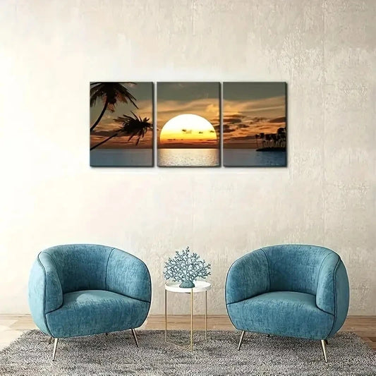 3pcs Beautiful Tropical Landscape Metal Print Ready to Hang Art