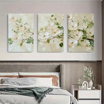 3pcs Abstract White Magnolia Flower Perfect Wall Art Set Canvas Framed 60x90cm - High Quality Print 100% Australian Made Wall Canvas Ready to Hang - Bella Home Decor