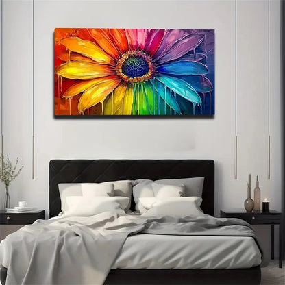 Vibrant Rainbow Petal Design Wall Art canvas office home room framed 120x60cm - Bella Home Decor