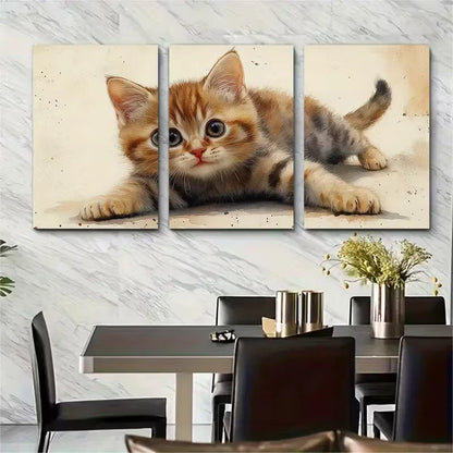 3pcs Watercolour British Shorthair Tabby Metal Print Ready to Hang Art