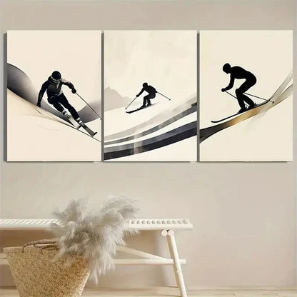 3pcs Modern Winter Sports Decor Wall Art Set Canvas Unframed - High Quality Print 100% Australian Made Wall Canvas - Bella Home Decor