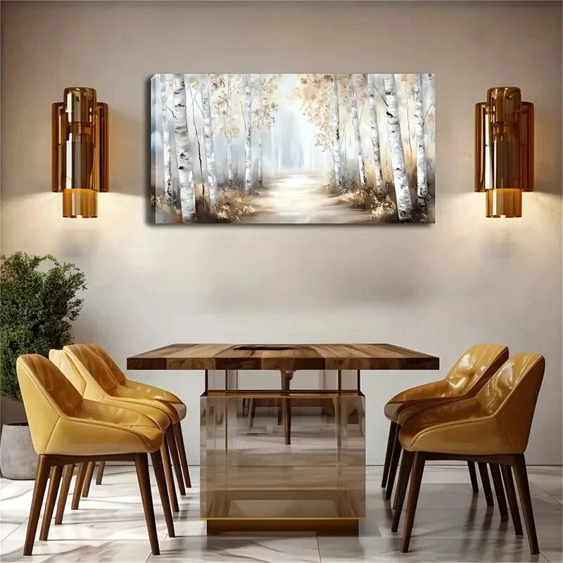 Birch Tree Trunk Unique Wall Art Canvas Office Home Room Framed 120x60cm - Bella Home Decor