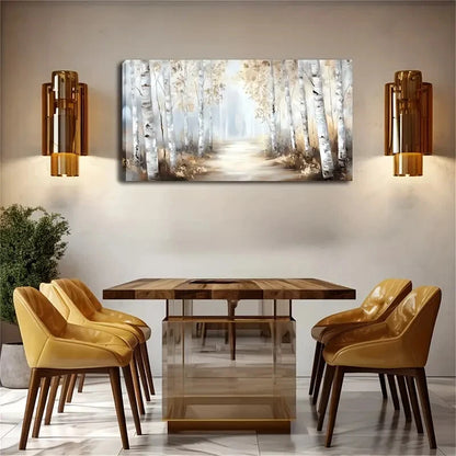 Birch Tree Trunk Unique Wall Art Canvas Office Home Room Framed 120x60cm - Bella Home Decor