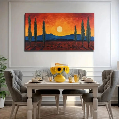 Neat Trees Sunset Perfect Wall Art Canvas Office Home Room Framed 120x60cm