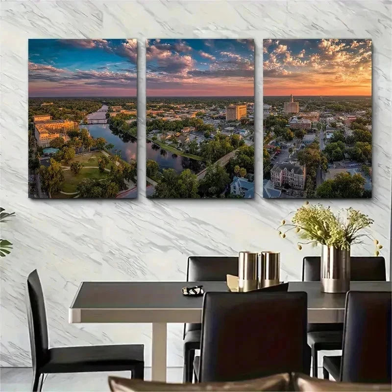 3pcs Tallahassee Travel Florida Decor Perfect Wall Art Set Canvas Framed 50x70cm - High Quality Print 100% Australian Made Wall Canvas Ready to Hang