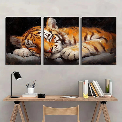 3pcs Vibrant Orange & Black Animal Metal Print Ready to Hang Art - Bella Home Decor