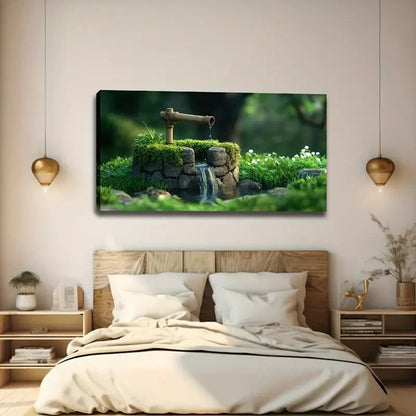 Bamboo Stream With Greenery Wall Art Canvas Office Home Room Framed 120x60cm