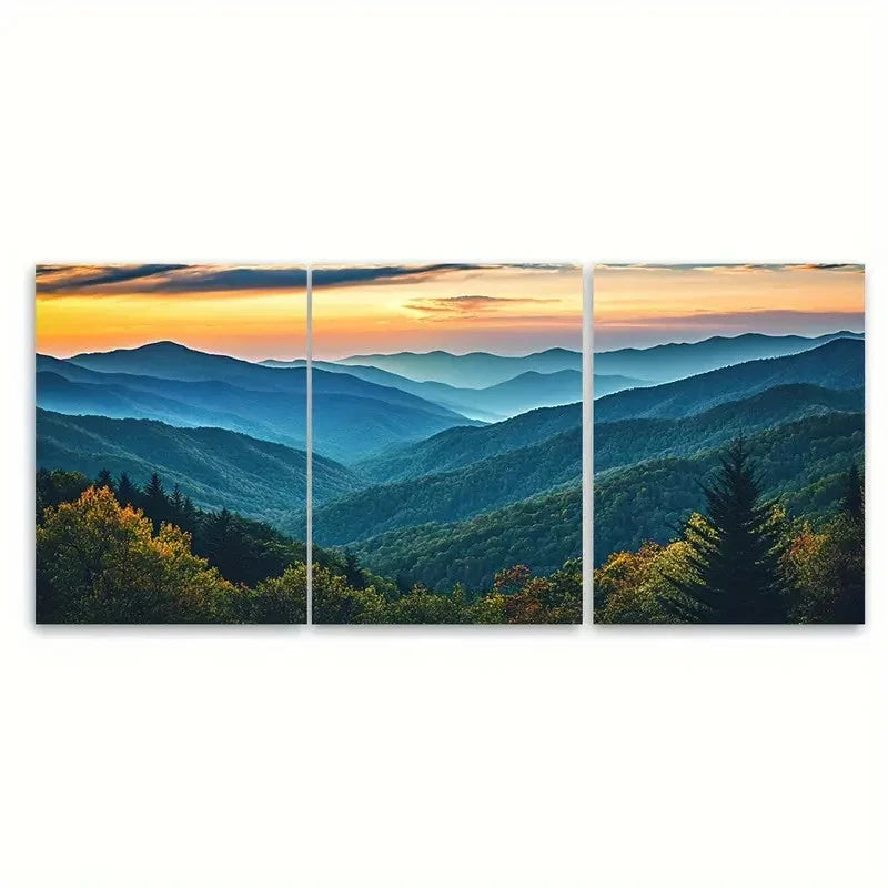 3pcs Great Smoky Mountain National Park Tennesse Wall Art Set Canvas Framed 50x70cm - High Quality Print 100% Australian Made Wall Canvas Ready to Hang