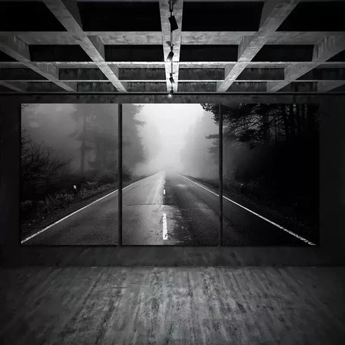 3pcs Photo of an Empty Road in the Forest Wall Art Canvas Unframed - High Quality Print 100% Australian Made Wall Canvas