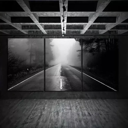 3pcs Photo of an Empty Road in the Forest Wall Art Canvas Unframed - High Quality Print 100% Australian Made Wall Canvas